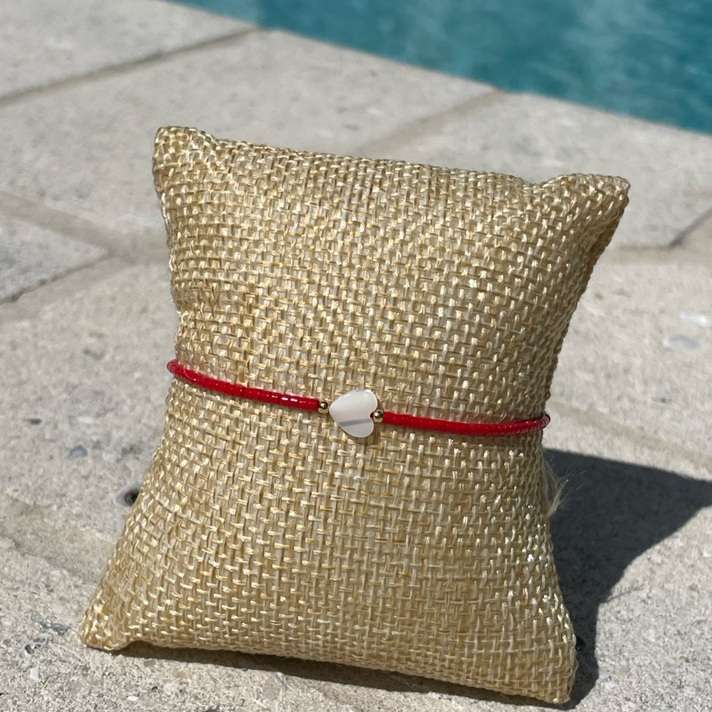 White heart red bracelet